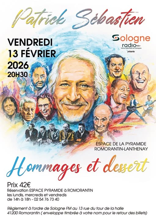 Spectacle Sologne Radio vendredi 13 février 2026 à la pyramide de Romorantin  réservations à la pyramide les lundis,mercredis et vendredis de 14h à 18h tel 02 54 76 73 40